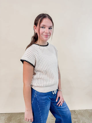 Jensen Short Sleeve Knit Top - Wild Lavender Boutique