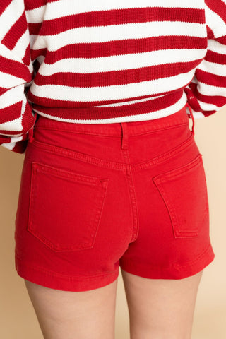 Jessie High Rise Shorts - Red - Wild Lavender Boutique