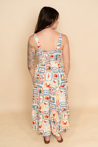 Kaya Marine Print Midi Dress - Wild Lavender Boutique