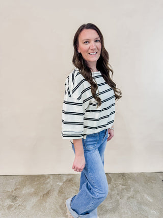 Kenny Striped Oversized Tee - Wild Lavender Boutique