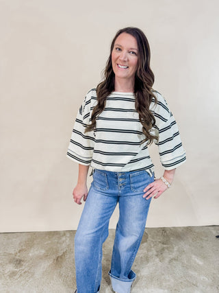 Kenny Striped Oversized Tee - Wild Lavender Boutique