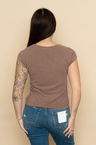 Kit Ribbed Cap Sleeve Tee - Chocolate - Wild Lavender Boutique