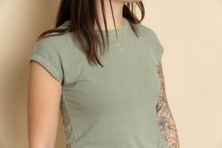 Kit Ribbed Cap Sleeve Tee - Sage - Wild Lavender Boutique