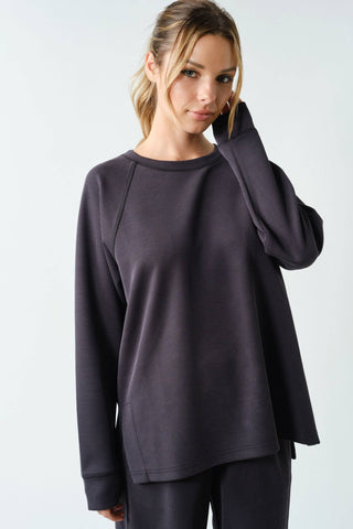 Lacy Luxe Sand Wash Rib Raglan Tee - Wild Lavender Boutique