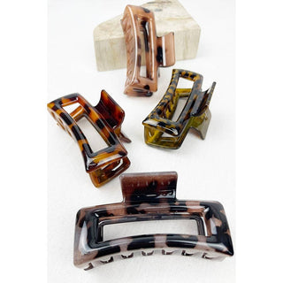 Leopard Cut Out Rectangle Hair Clips - Wild Lavender Boutique
