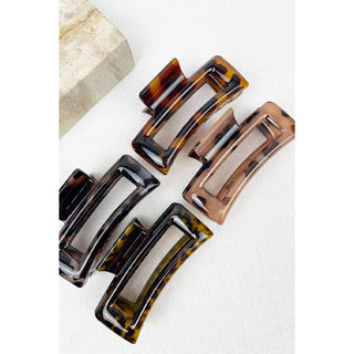 Leopard Cut Out Rectangle Hair Clips - Wild Lavender Boutique