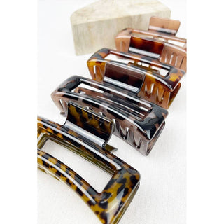Leopard Cut Out Rectangle Hair Clips - Wild Lavender Boutique