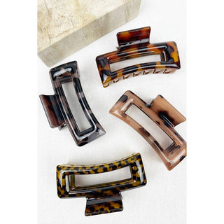 Leopard Cut Out Rectangle Hair Clips - Wild Lavender Boutique
