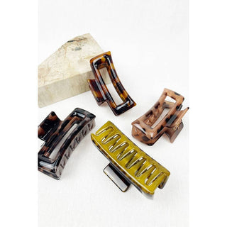 Leopard Cut Out Rectangle Hair Clips - Wild Lavender Boutique
