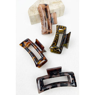Leopard Cut Out Rectangle Hair Clips - Wild Lavender Boutique