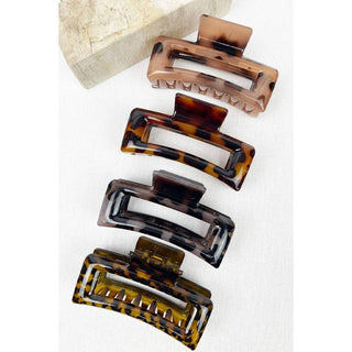 Leopard Cut Out Rectangle Hair Clips - Wild Lavender Boutique