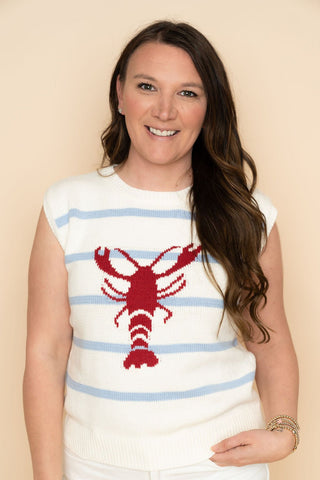 Lettie Striped Lobster Sweater Vest - Wild Lavender Boutique