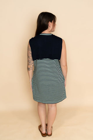 Lilian Navy Striped Mini Dress - Wild Lavender Boutique