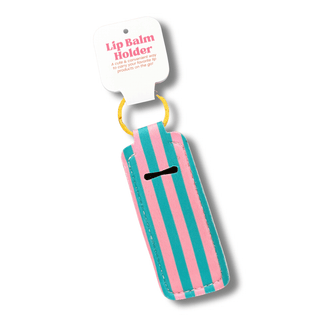 Lip Balm Keychain Holder - Pink & Blue Stripes - Wild Lavender Boutique
