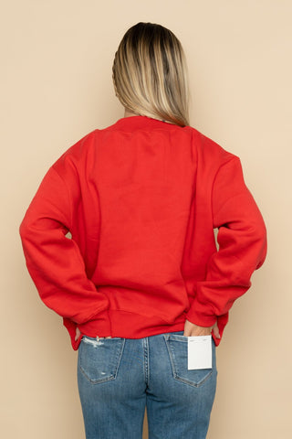 Loved Mock Neck Sweatshirt - Red - Wild Lavender Boutique