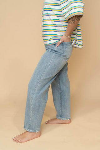 Loververt High Rise Barrel Jeans - Light Wash - Wild Lavender Boutique