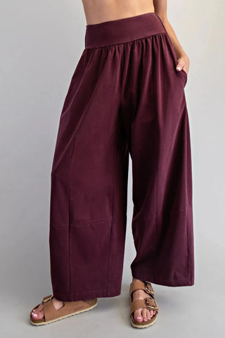 Luna Mineral Washed Wide Leg Pants - Red Beans - Wild Lavender Boutique