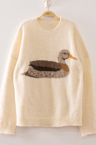 Mallory Cozy Mallard Sweater - Cream - Wild Lavender Boutique