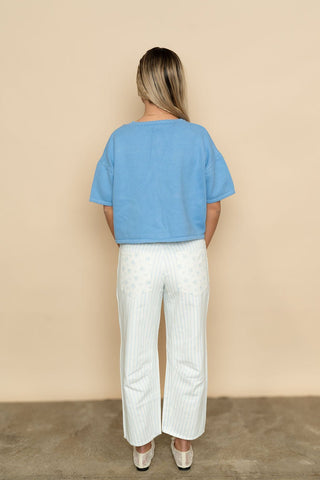 Mallory Striped Floral Barrel Pants - Wild Lavender Boutique
