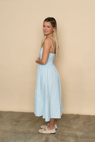 Mallory Striped Midi Dress - Blue - Wild Lavender Boutique