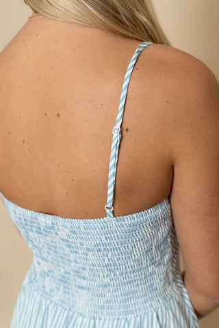 Mallory Striped Midi Dress - Blue - Wild Lavender Boutique