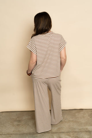 Maren Striped Rib Top and Pants Lounge Set - Wild Lavender Boutique