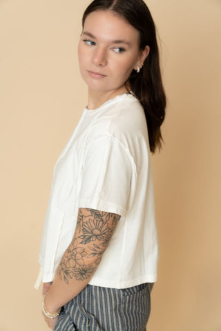 Mel Short Sleeve Knit Henley - Wild Lavender Boutique