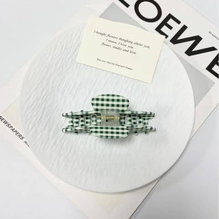 Minimalist Green White Gingham Check Hair Claw - Wild Lavender Boutique