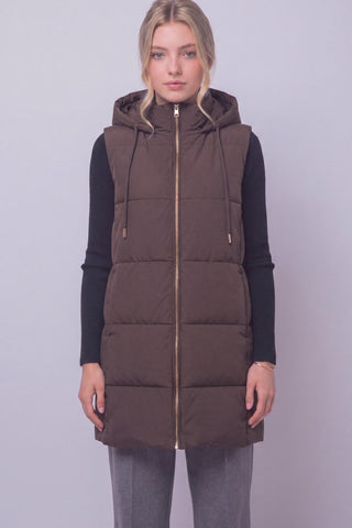 Lisa Hooded Long Puffer Vest