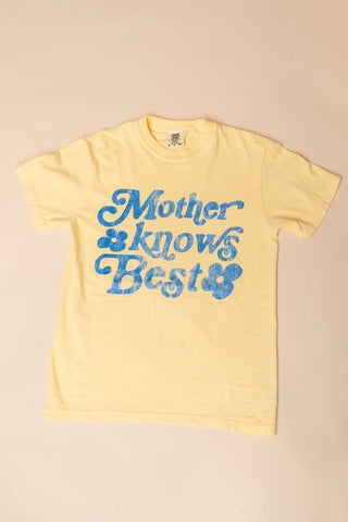 Mother Knows Best Graphic Tee - Yellow - Wild Lavender Boutique