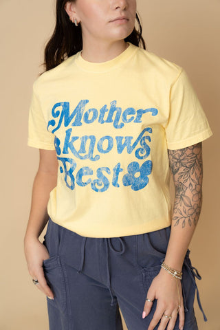 Mother Knows Best Graphic Tee - Yellow - Wild Lavender Boutique
