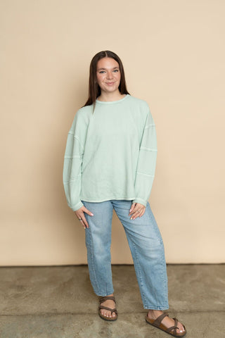 Moxie Long Sleeve Knit Top - Mint - Wild Lavender Boutique
