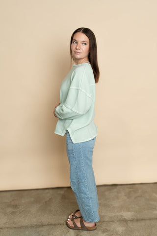 Moxie Long Sleeve Knit Top - Mint - Wild Lavender Boutique