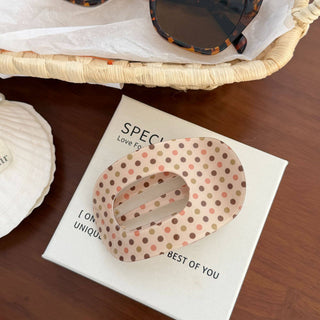 Oval Cutout Polka Dot & Plaid Butterfly Pattern Hair Clip - Wild Lavender Boutique