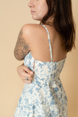 Owen Floral Midi Dress - Blue - Wild Lavender Boutique