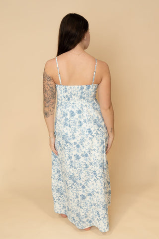 Owen Floral Midi Dress - Blue - Wild Lavender Boutique