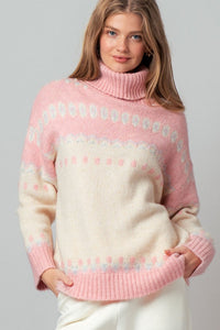 Pink Fair Isle Turtleneck