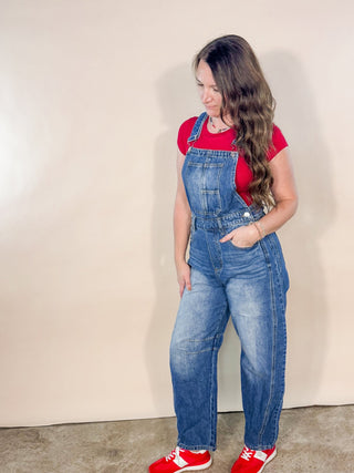 Piper Denim Barrel Overalls - Wild Lavender Boutique