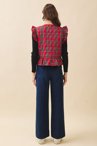 Red Plaid Puffer Vest