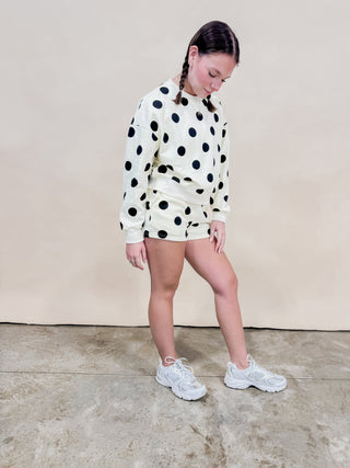 Polka Dot Crew Neck SweatShirt - Wild Lavender Boutique