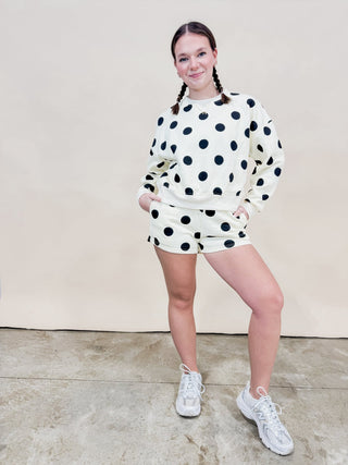 Polka Dot Crew Neck SweatShirt - Wild Lavender Boutique