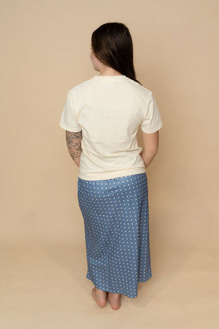 Rachel Polka Dot Midi Skirt - Blue - Wild Lavender Boutique