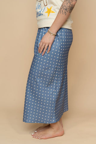 Rachel Polka Dot Midi Skirt - Blue - Wild Lavender Boutique