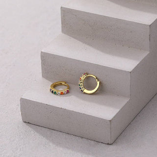 Rainbow Hoop Earrings in 925 Sterling Silver - Wild Lavender Boutique