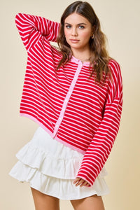 Mariah Button Down Striped Cardigan