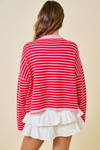 Mariah Button Down Striped Cardigan
