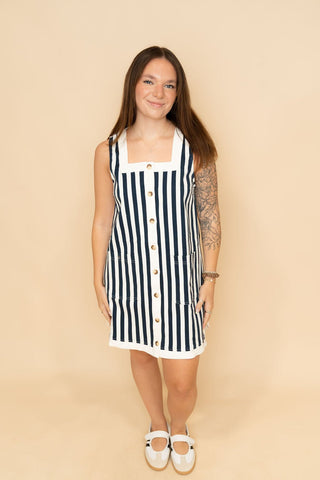 Remi Striped Mini Dress - Navy - Wild Lavender Boutique