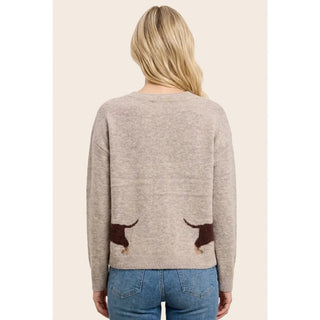 Remi Weenie Dog Cardigan - Taupe - Wild Lavender Boutique