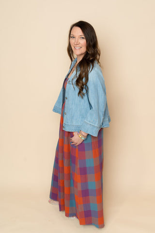 Risen Cropped Cape Jacket - Medium Wash - Wild Lavender Boutique