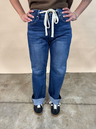 Risen Relaxed Jeans with Drawstring - Wild Lavender Boutique